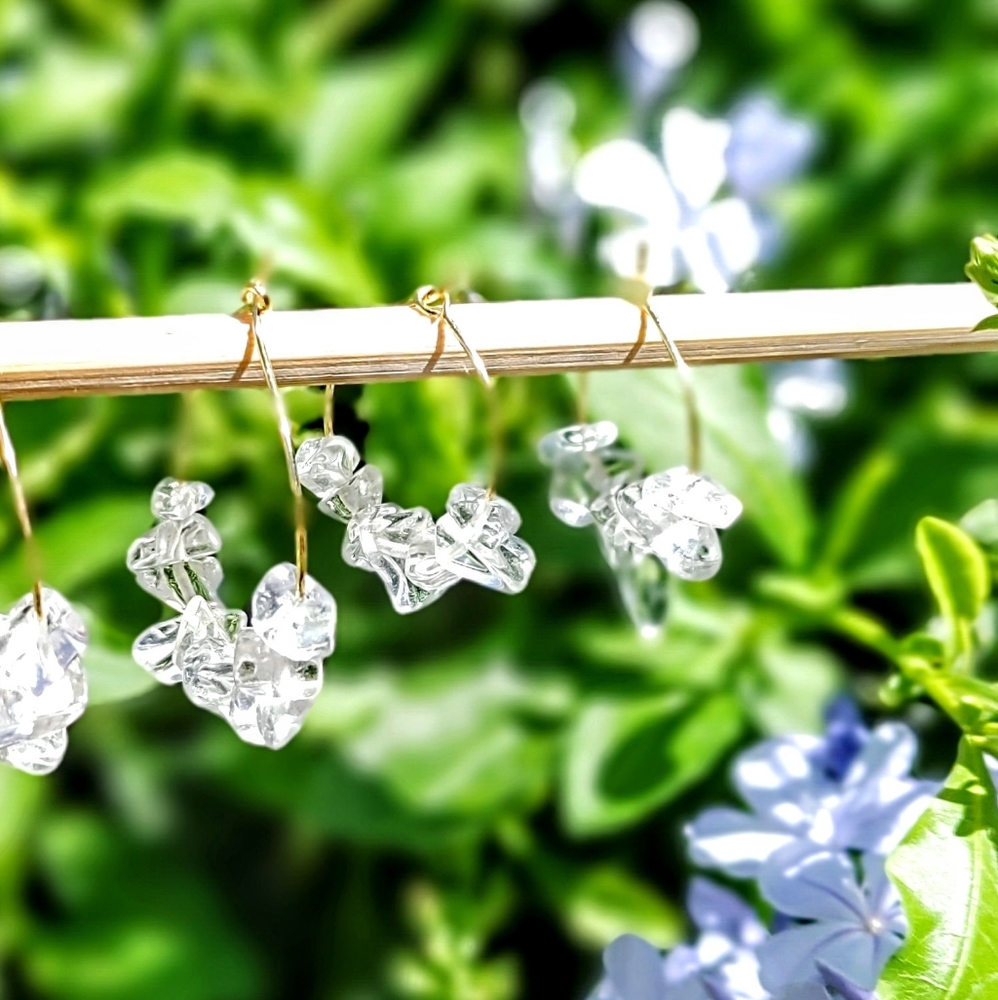 Clear Crystal Quartz earrings 3/4"